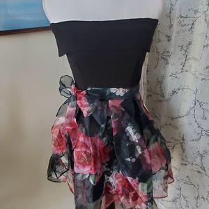 B. Darlin Floral Off Shoulder Black and Red Dress